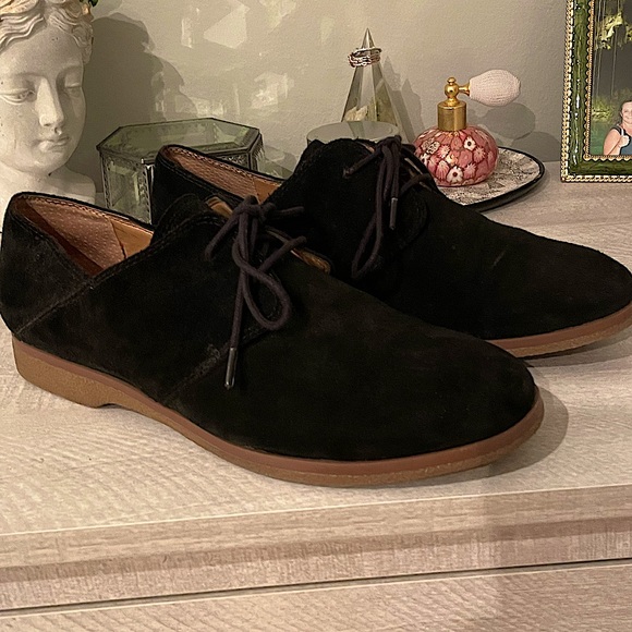 Franco Sarto Shoes - Franco Sarto Black Suede Pecos Oxfords Shoes for Women - size 8
